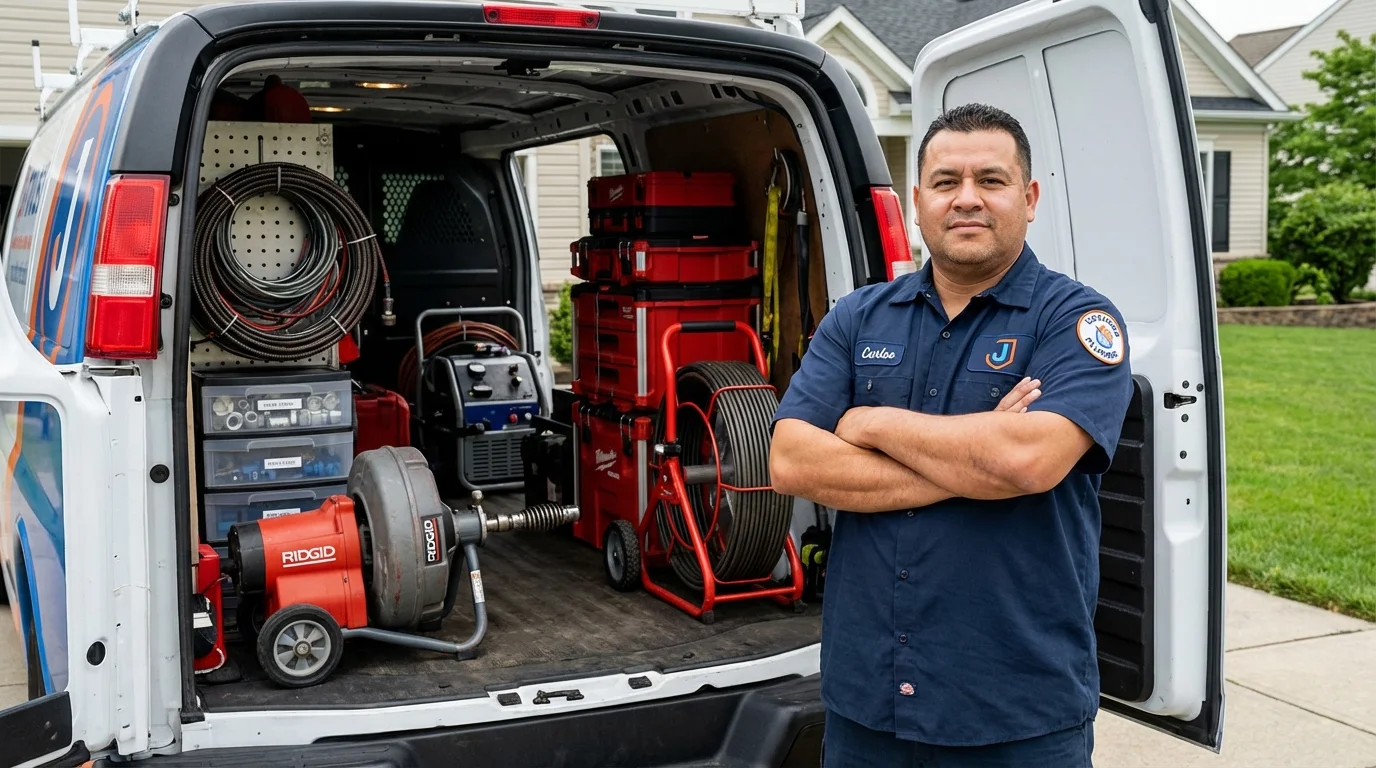 Professional drain cleaning equipment and Johns Plumbing LLC plumber in Round Lake