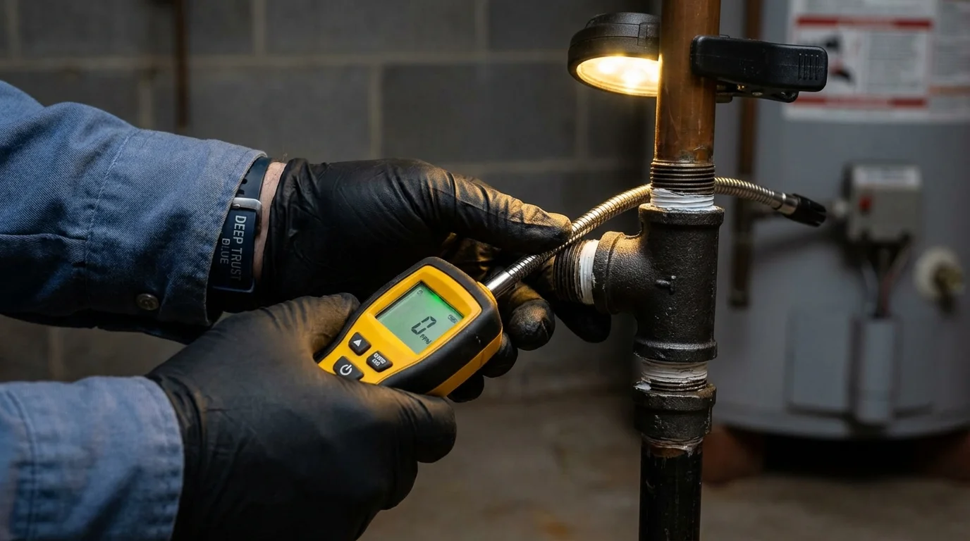 Gas leak detection with electronic sniffer by Johns Plumbing LLC in Round Lake