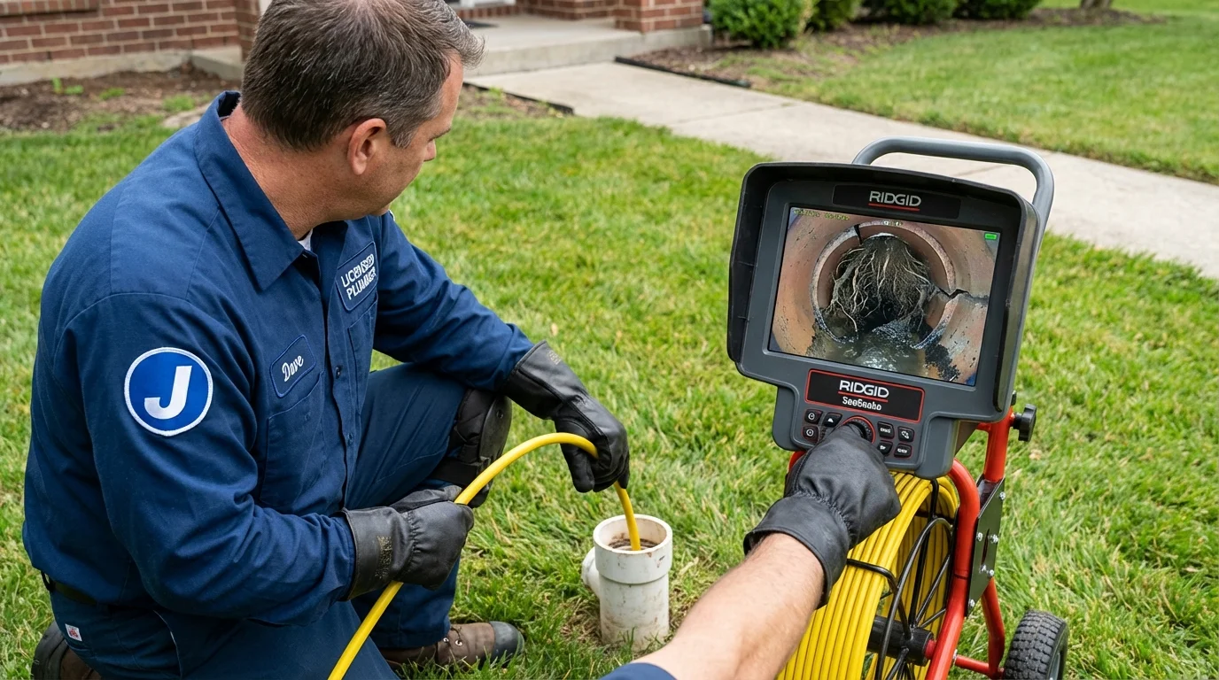 Sewer camera inspection being performed by Johns Plumbing LLC in Round Lake